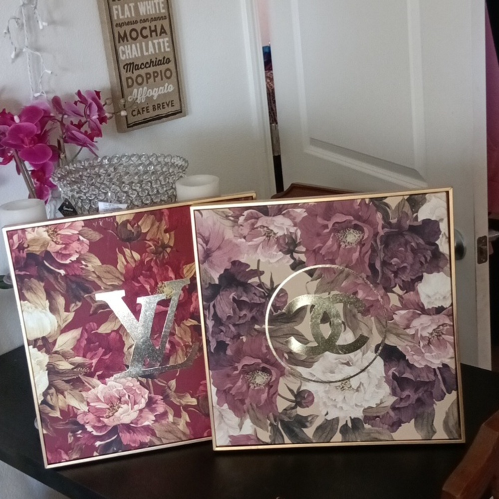 Floral Art with LV and CC Logos